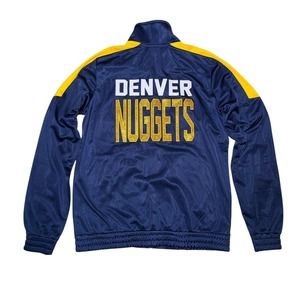 Denver Nuggets NBA Basketball Full Zip Track Jacket Blue Women’s Medium Glittery